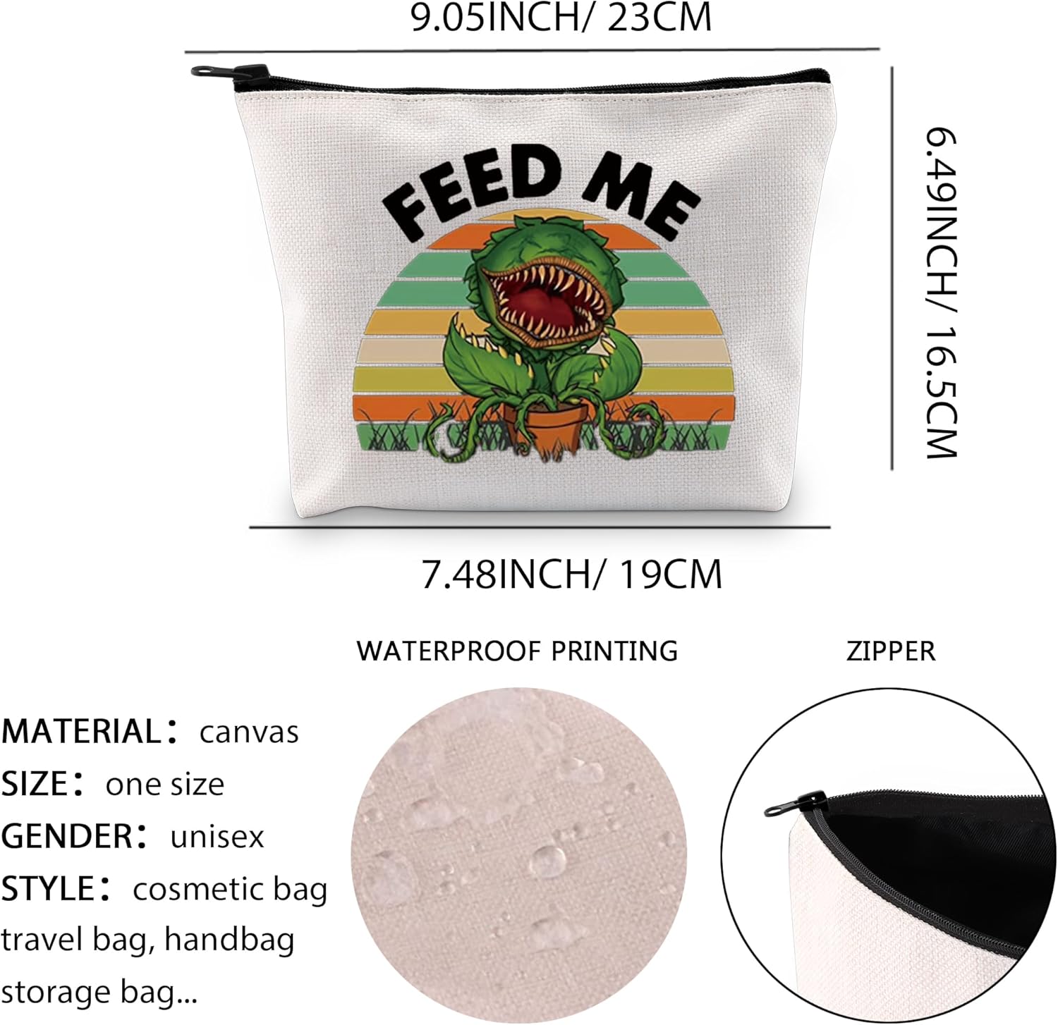 XYANFA Little ShopHorrors Inspired Makeup Bag Horror Movie Fans Gift Spooky Horror Musical Toiletry Bag - Image 3