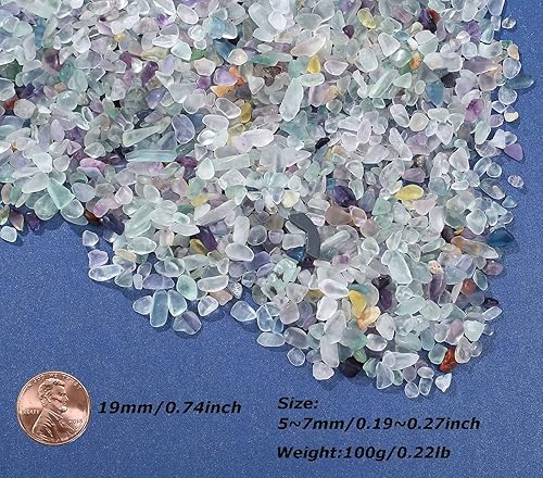 Miniatura 36 de Piedras pulidas pulidas de cristal de fluorita de 1 libra para acuario, piedras pulidas, chips de cristal de forma irregular, a granel, piedras
