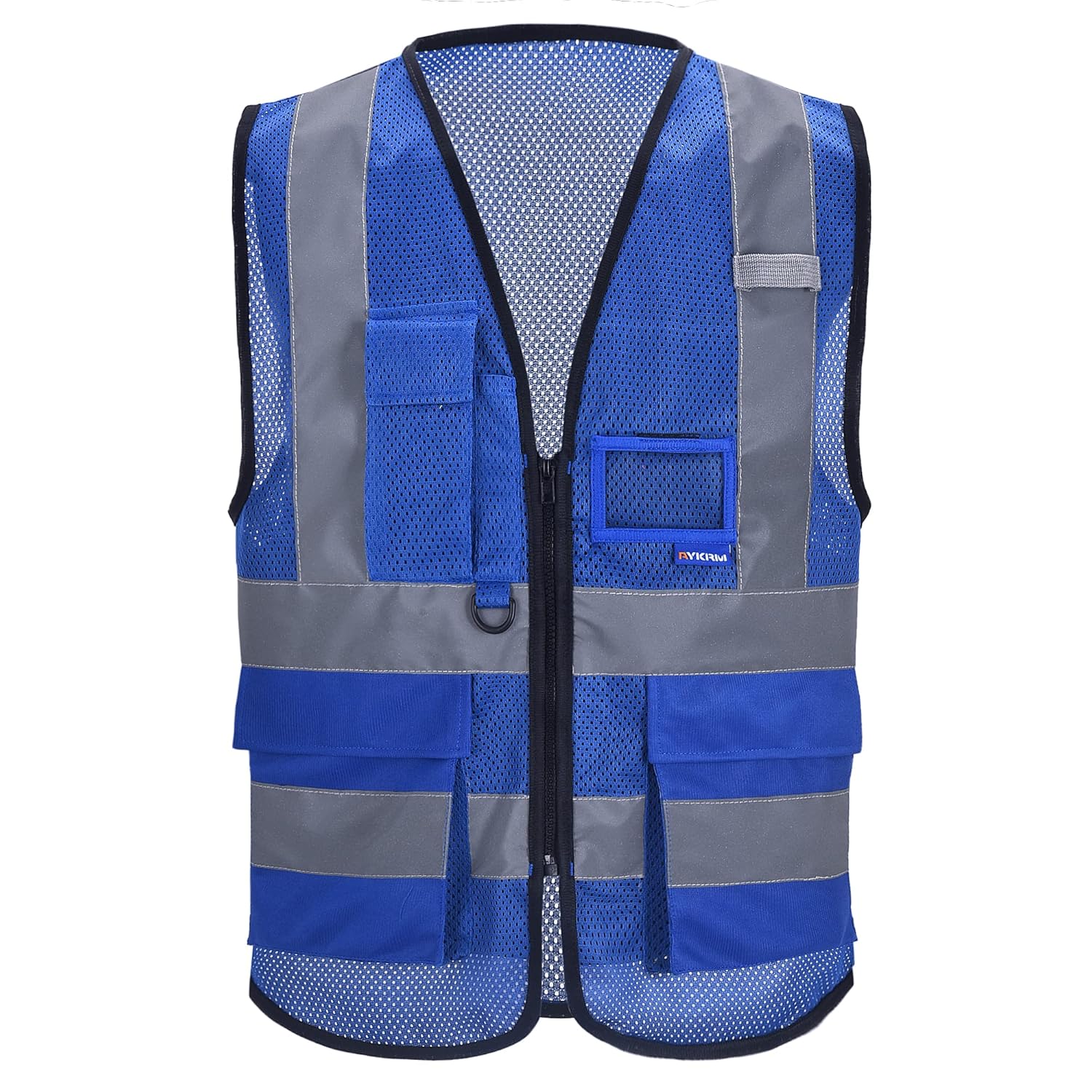 blue hi vis vest mesh high viz Class 2 hi vis Zipper Front High