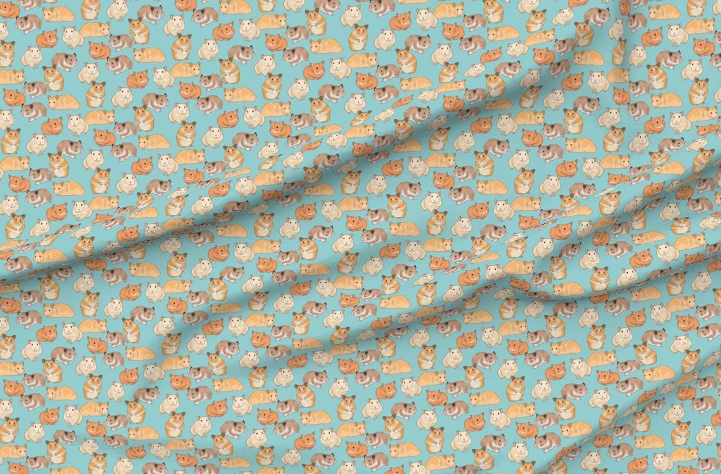 Spoonflower Fabric - Light Blue Hamster Small Animals Pets Guinea Pig Sugar Pet Rodent Printed on Organic Cotton Sateen Fabric by The Yard - Sewing Quilting Apparel Home Decor