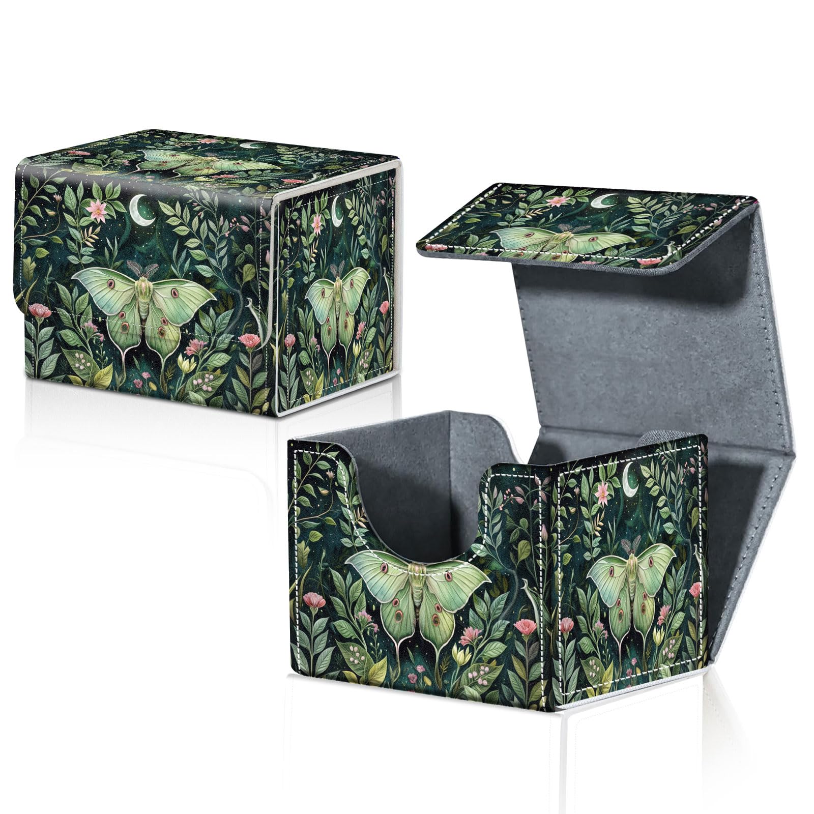 CAPAUNVDA Card Deck Box for MTG Trading Cards with Magnetic Closure,Premium Card Storage Box Case Cover for TCG CCG Magic Cards,Wildflower Butterfly