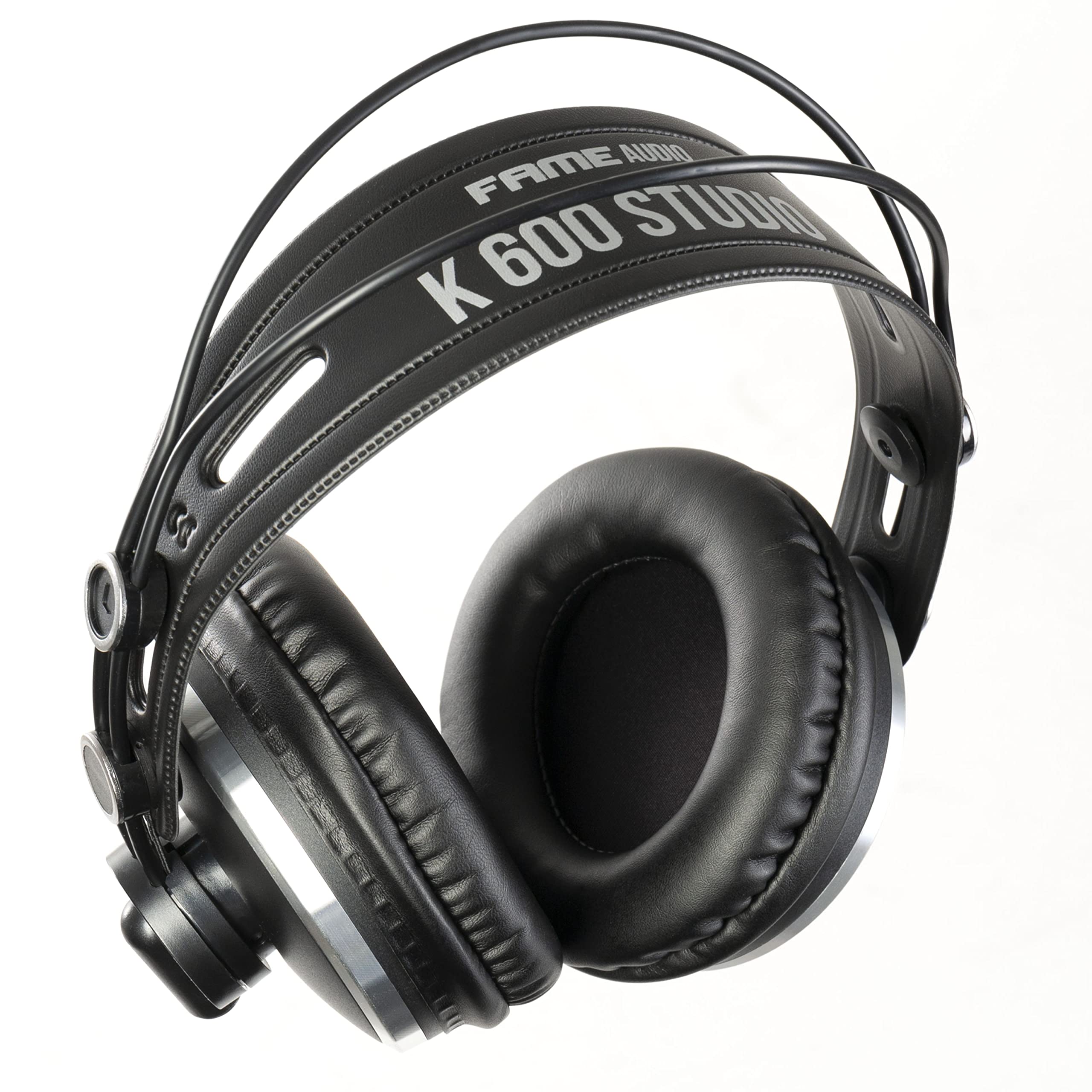 Fame K 600 Studio, Geschlossene Studio Kopfhörer, Schwarz, Dynamischer Sound, Leichtes Gewicht, Abnehmbares Kabel, Inklusive Zubehör