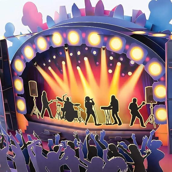 Pop Up Card Concert & Live Music - 3D Music Experience Gift for Music Lovers - Original Voucher Card for Birthday Christmas & Anniversary - Your Ticket to an Unforgettable Sound!