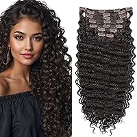 Vista 7 de Extensiones de cabello sintético con clip en 140G, lote de 7 piezas de cabello de fibra japonesa resistente al calor, ondas profundas/cuerpo