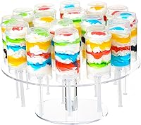 Vista 2 de Soporte redondo transparente de acrílico con 16 agujeros para tartas, fiestas, bodas, panaderías (9.44 pulgadas de diámetro)