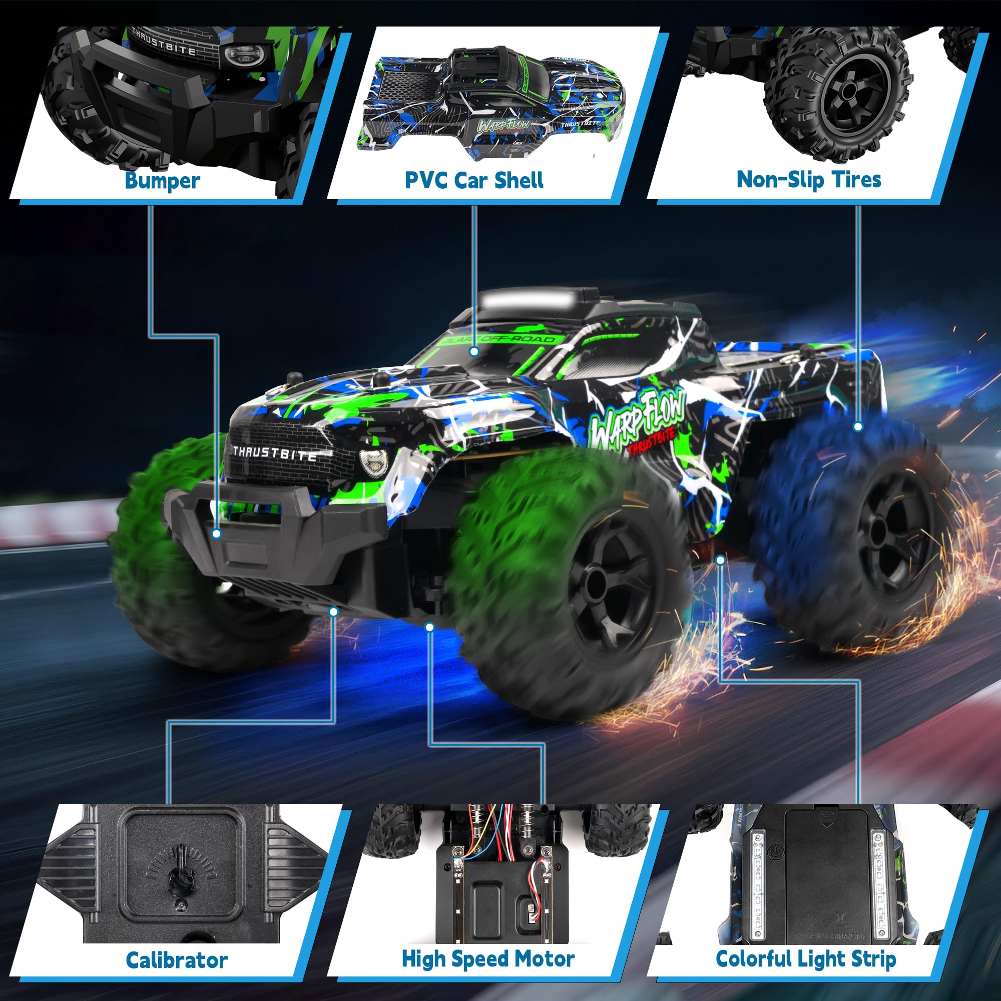 Samochód zdalnie sterowany - 1:18 RC Buggy 25 KMH+ 2,4 GHz Samochód Rc Truck z 2 akumulatorami 2WD, zabawka terenowa dla dzieci i dorosłych - zielony