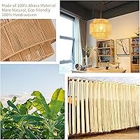 Vista 4 de Lámpara colgante enchufable con cable de enchufe, lámpara colgante bohemia regulable, pantalla de bambú tejida de mimbre de ratán, lámpara de techo