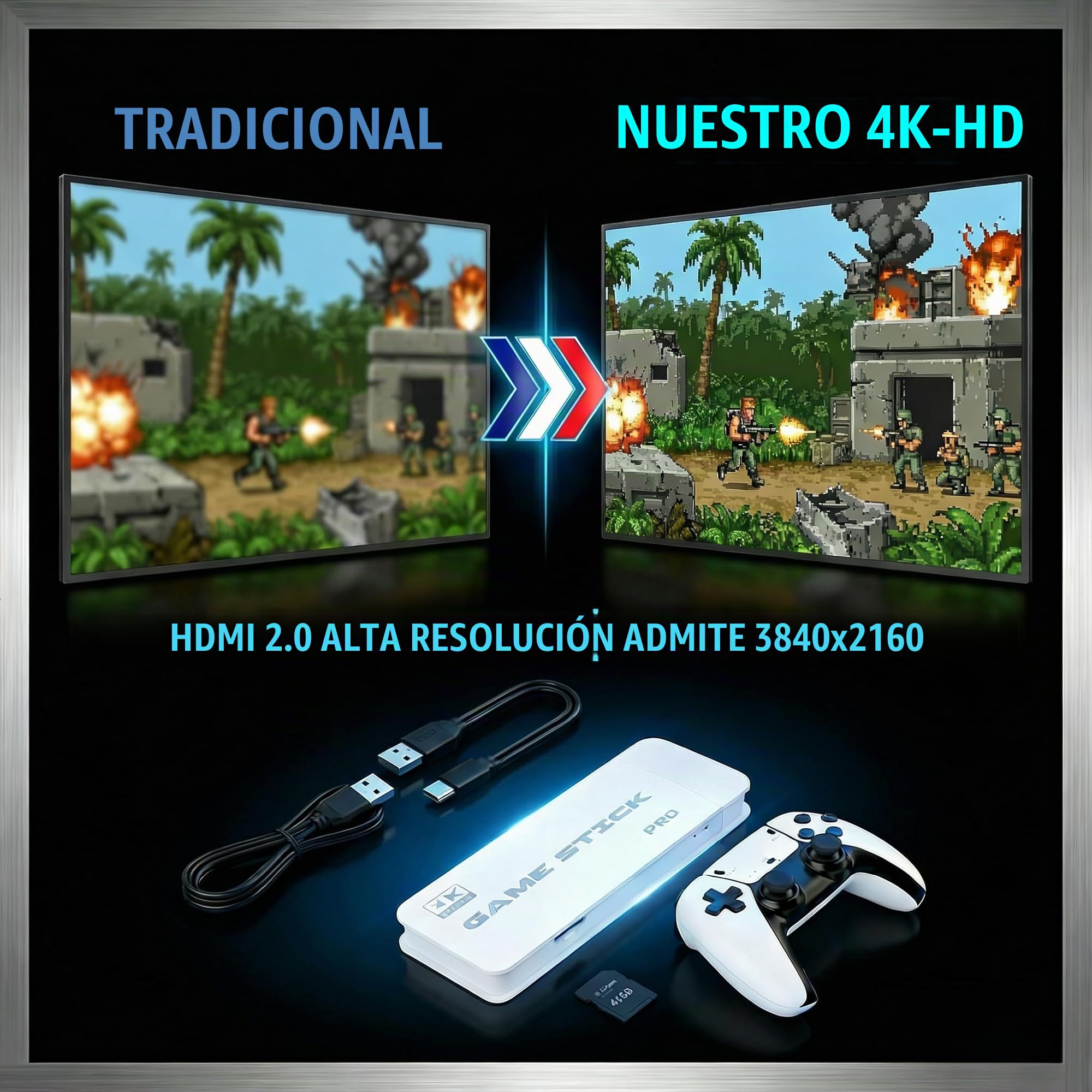 M15 Consola De Juegos Retro,Game Stick con 20,000+ Juegos Clásicos,Emulador Consola Retro con 2 Mandos Inalámbricos,Mando Inalámbrico Dual De 2,4 GHz,Regalo para Niños Y Adultos