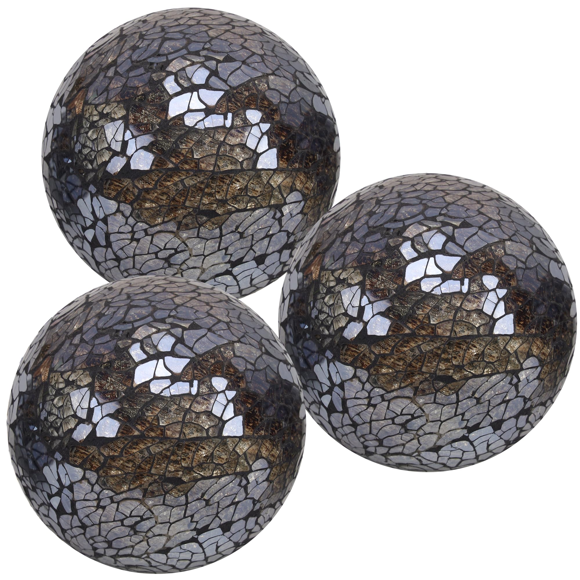Bola de Vidrio Mosaico Sólido 8.5cm Espejo Orbs Crackl Esfera DIY Decoración Rellenos