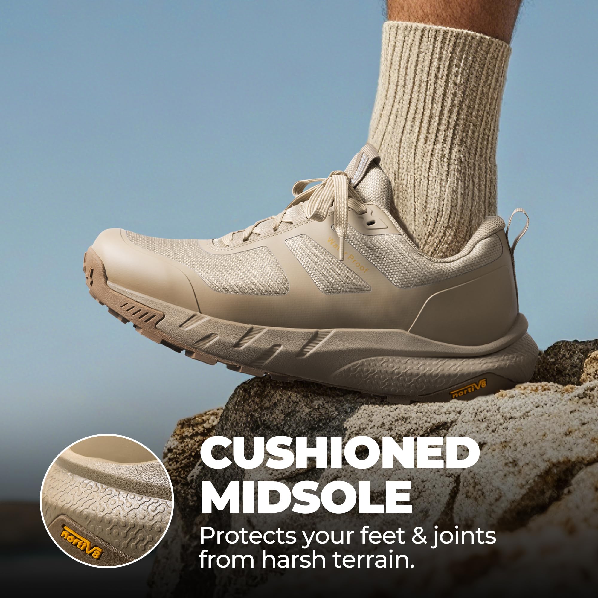 NORTIV 8 Scarpe Trekking Impermeabili Uomo, Leggere, Sneaker Moda da Trekking e Cammino con Supporto Plantare per Campeggio, Allenamento all Aperto StreamRunner