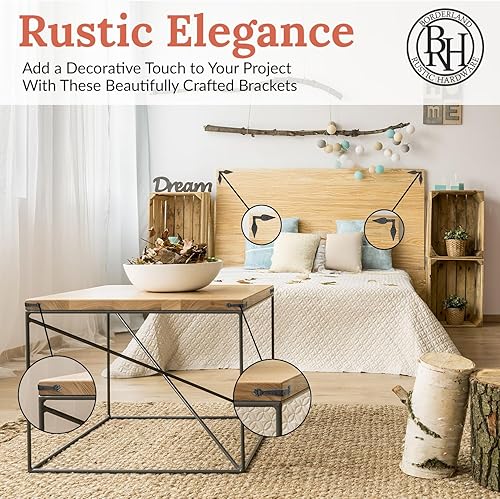 Miniatura 6 de Paquete de 4 protectores de esquina de metal negro de 6 pulgadas, herrajes para esquinas de muebles, adornos decorativos de metal, serie Sinaloa