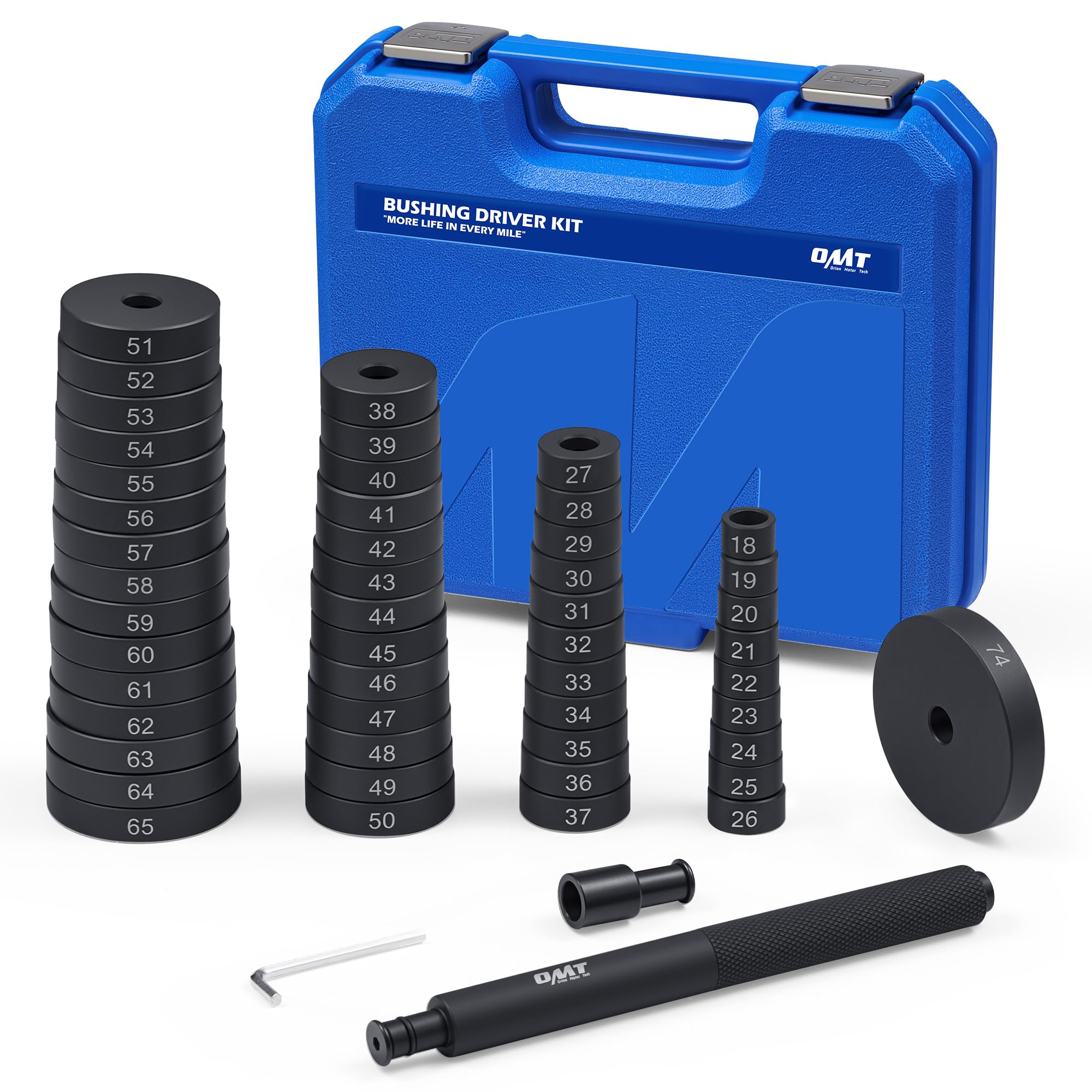 Orion Motor Tech 52-in-1 Custom Bushing Driver Tool Set and Transmission Wheel Axle Bearing Race Seal Installer Remover, Bush Removal Puller Bearing Press Tool Kit