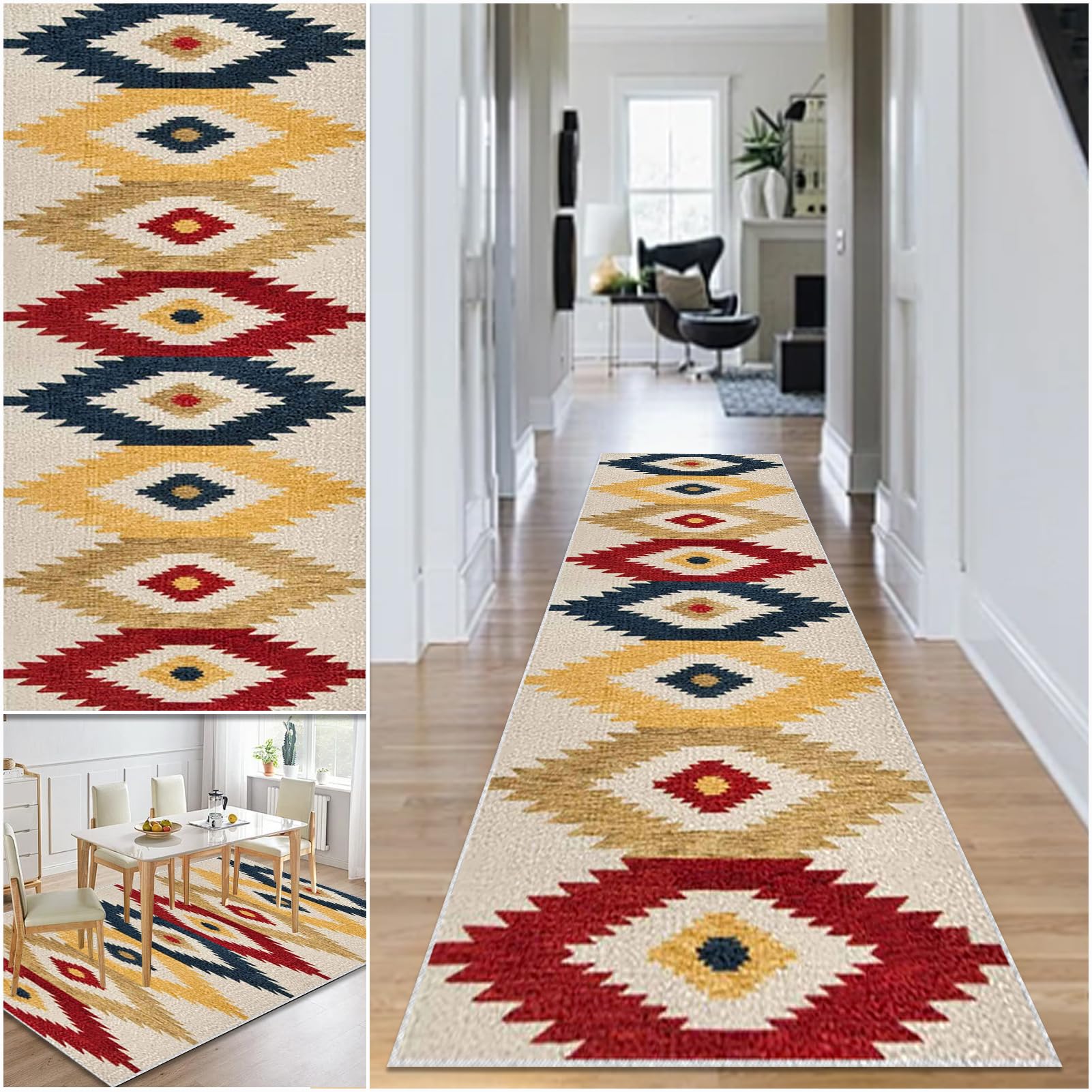 Hallway Runner Rug Non Slip Washable Kitchen Runner Rug 120 x 520 cm Area Rugs Hallway Hall Runners Narrow Rug Low Pile Carpet Runners with Anti-Slip Backing Floor Runner for Hallway Entryway Laundry โ image 1