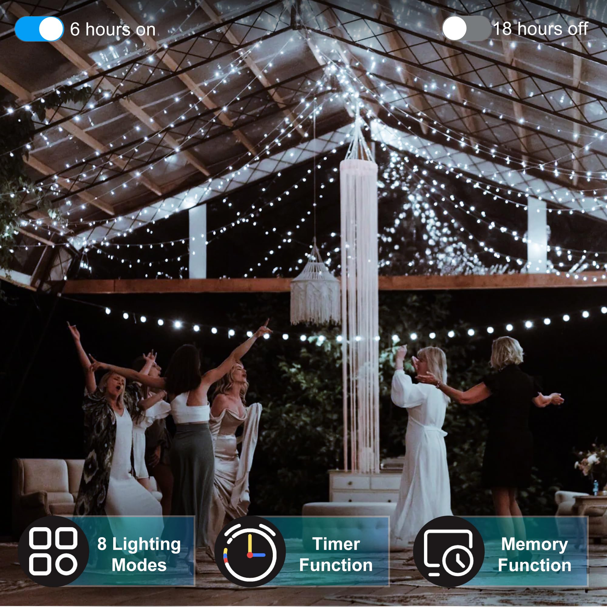 1500 luci natalizie a LED per uso esterno, 150 m, 8 modalità di illuminazione, luci per esterni, luci per albero di Natale per esterni, IP44, impermeabili, per Natale, patio, cortile, recinzione