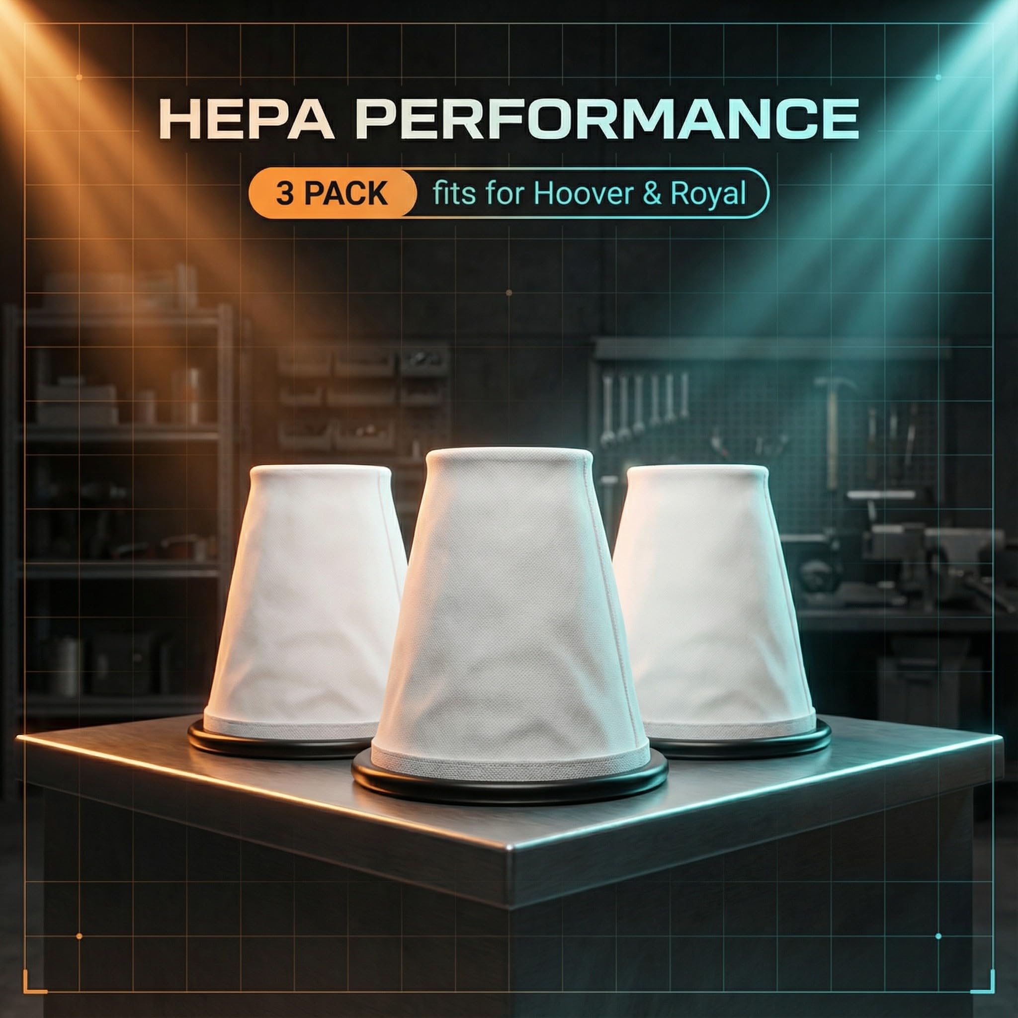 2KE2105000 - Forro de bolsa de tela HEPA para aspiradora Hoover y Royal Backpack de tela, bolsa de filtro de tela HEPA compatible con Hoover C2401 y C2401010, para Royal RY4000 y RY4001, paquete de 3