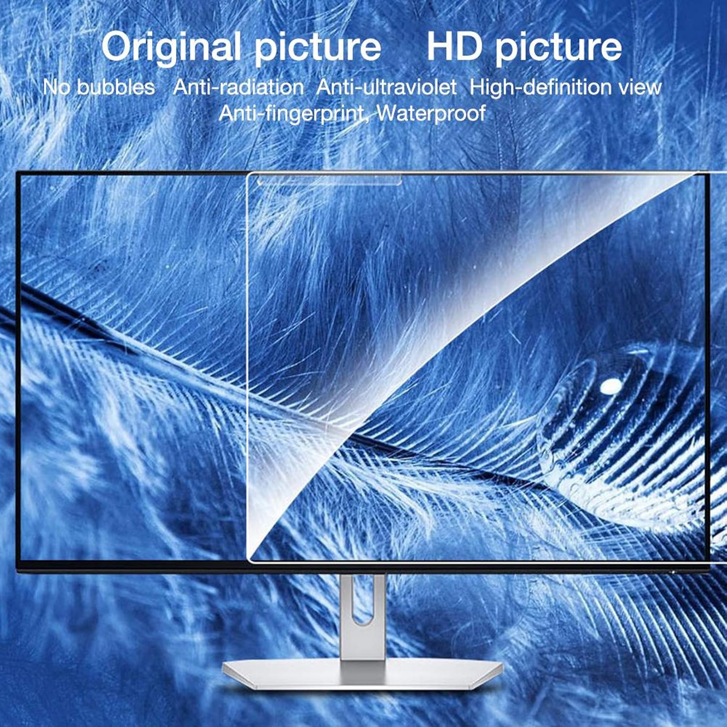 WLWLEO Anti Blue Light Screen Protector for 21-28 inch Computer Monitor Easy Hanging Protector Panel Anti Scratch Film, Removable and Reusable, Easy to Install,24 "(540×355mm)