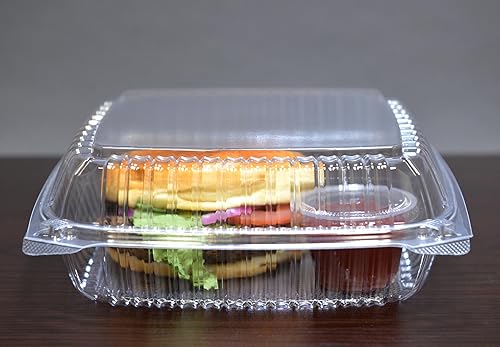 Miniatura 38 de Daxwell 8 x 8 x 3 pulgadas con bisagras de plástico (OPS) recipientes para llevar, microondas, E10005891 (caja de 200)