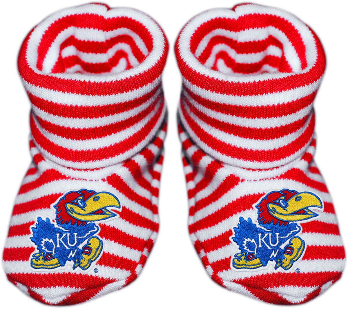 Creative Knitwear University of Kansas Jay Hawks Newborn Baby Striped Bootie Sock
