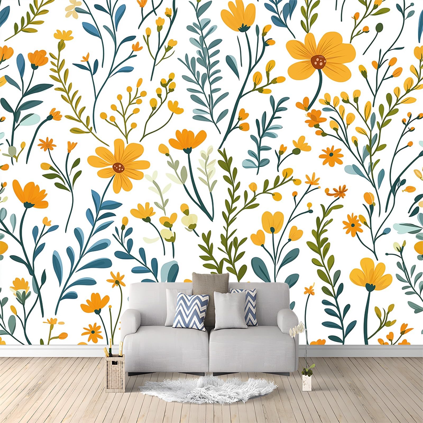 Papier peint intissé fleurs printanières pour illuminer une chambre d'enfant