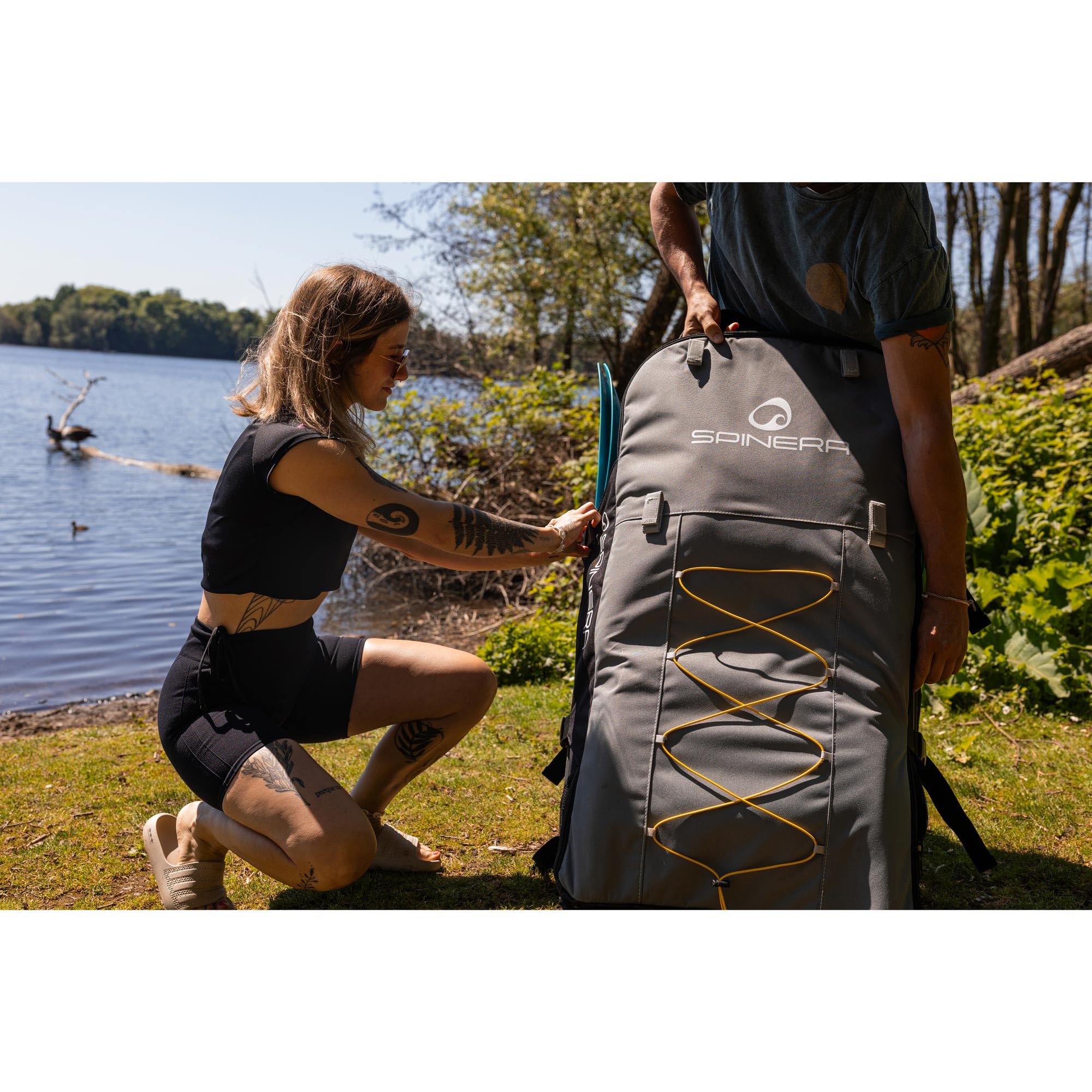 SPINERA Performance Kajak & SUP Tasche 173 L – Transporttasche mit Rucksack-Tragesystem für aufblasbare Kajaks und SUP Boards – Mesh-Belüftung & Zubehörfächer – 97 × 53 × 33 cm