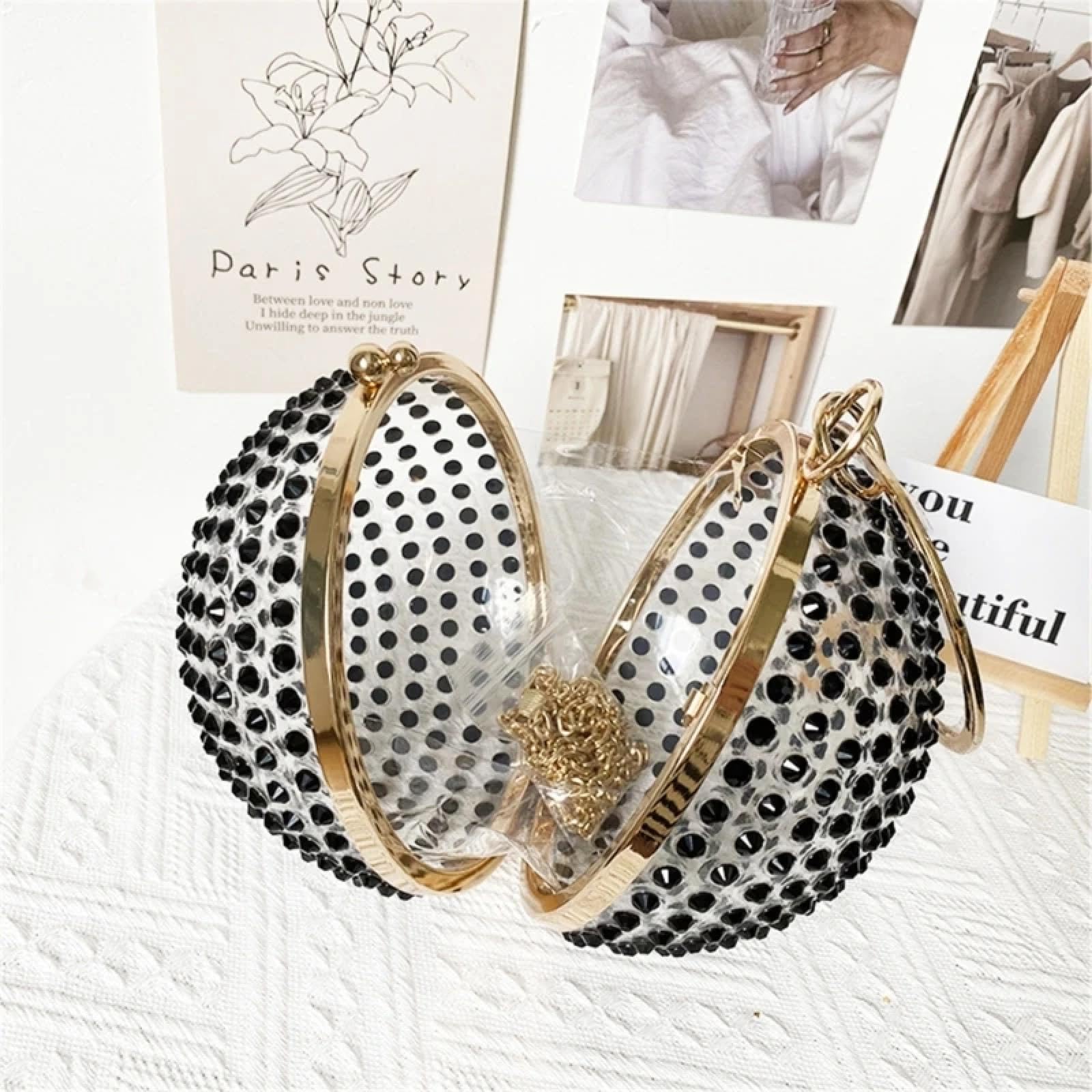 Abendtasche Damen Clutch Elegante Acryl Abend Tasche Frauen Runde Hochzeit Clutch Prom Party Handtasche Club Kette Riemen Schulter Umhängetasche