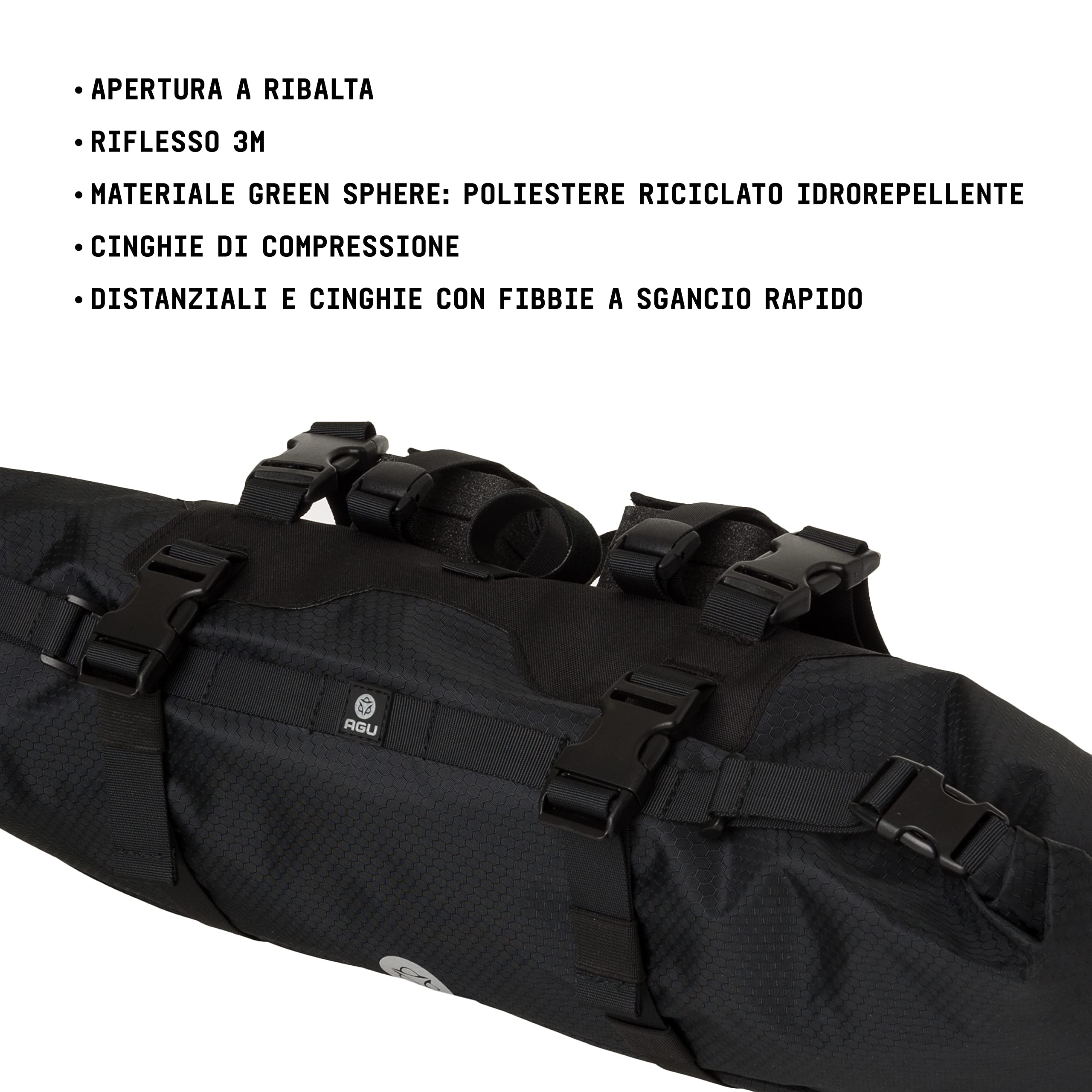 Borsa da manubrio VENTURE 65x15x15cm Anteriore Nera
