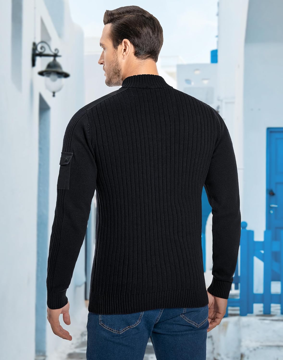 Pioneer Camp Men's Cable Knit Pullover Sweater Casual Long Sleeve Stand Collar Snap Button Knitted Sweaters Fall Winter - Image 5