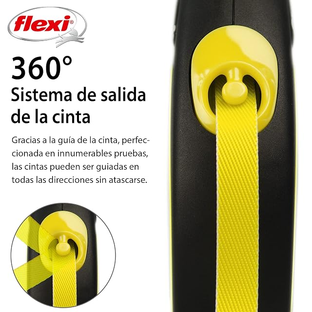 Foto 4 de 7 de flexi® Neon M Cinta 5 m Negro/Amarillo neón, Correa Extensible para Perros hasta máx. 25 kg