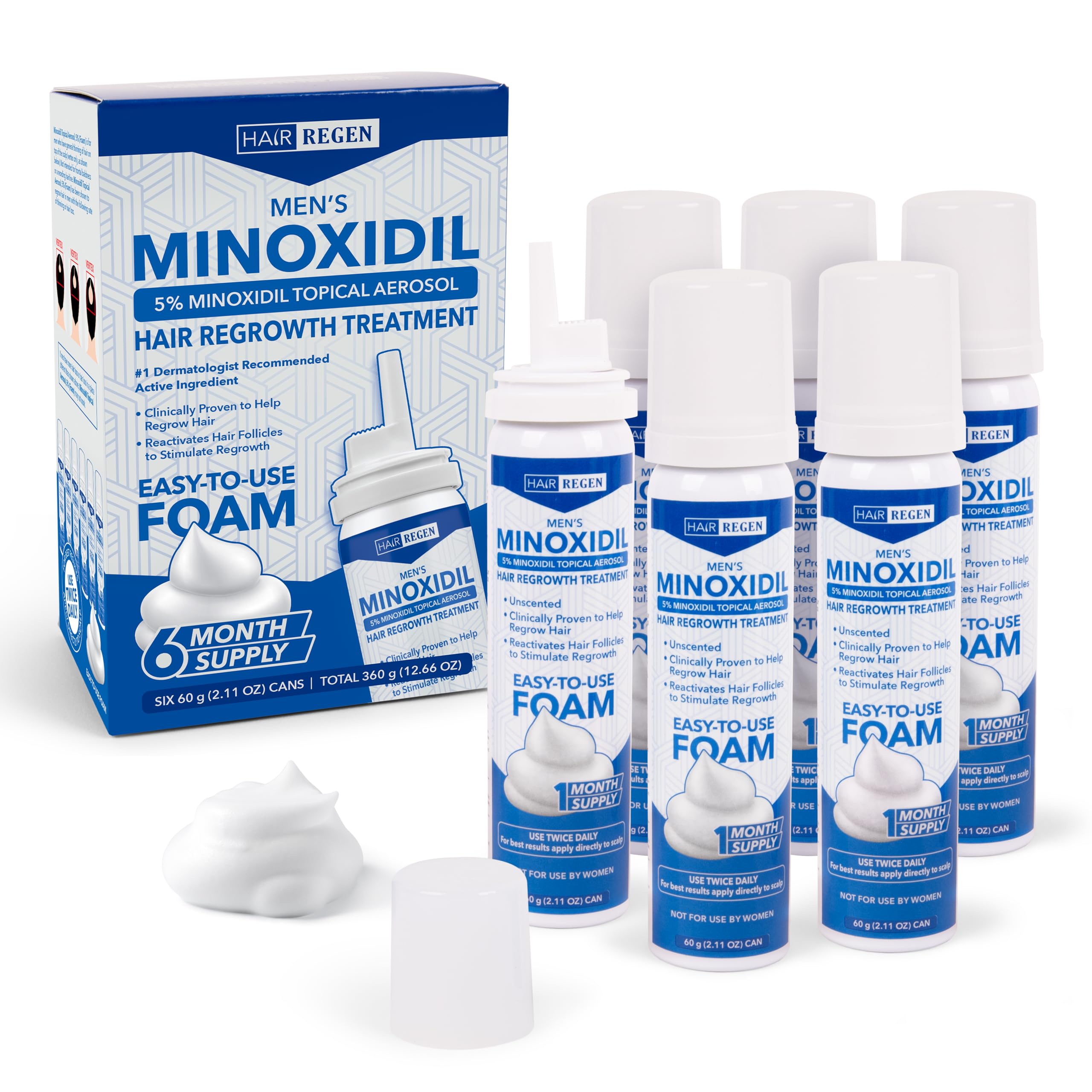 Minoxidil Foam for Men 5 Percent - Mens Hair Growth Treatment for Him- Topical Foaming Minoxidil for Men-