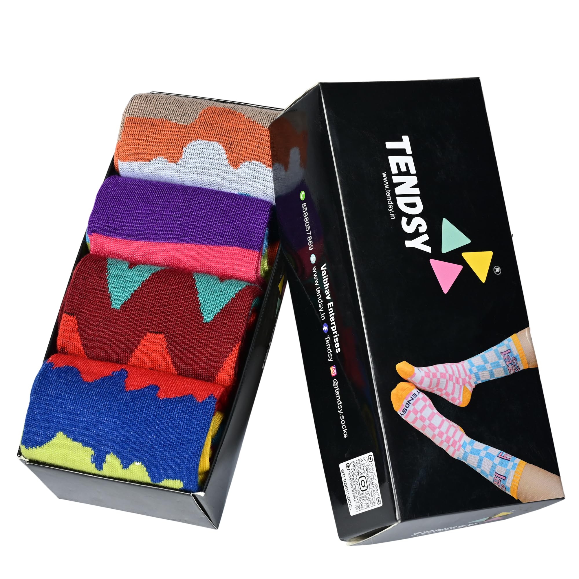 Funky Colorful Crew Socks, Set of 4 Pairs-image-42