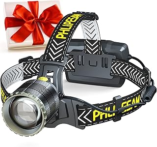 150000LM 8 Modes Headlamp Sensor Function, 60H Long Battery Life Detachable, IP68 Waterproof Zoom LED Head Lamp & 90°Angle Adjustable for Outdoor Camping Running Hunting Reading