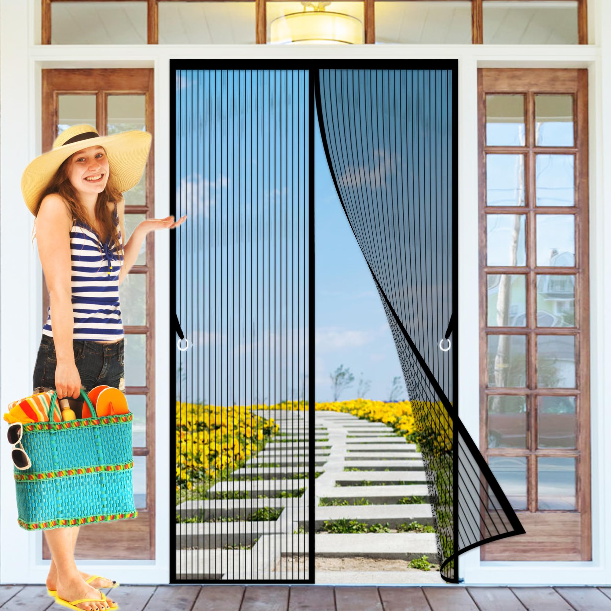 Moustiquaire aimantée magnétique 179 x 224 cm à fermeture automatique pour porte