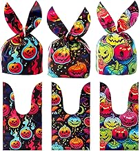 50pcs Halloween Candy Bags, Colorful Rabbit Ear Candy Bag Halloween Trick or Treat Bags Candy Cookie Treat Bags Gift Goodie Sweet Bags Halloween Party Supplies