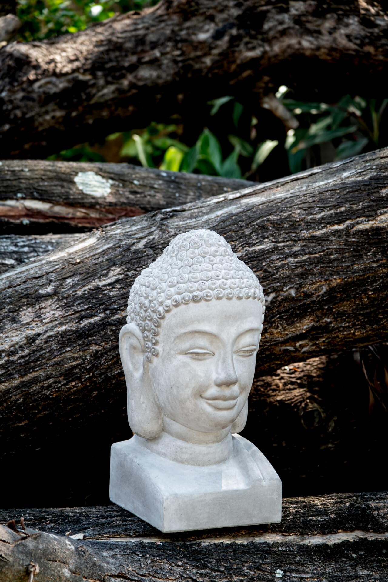 Teramico Gartendekoration Gartenfiguren Statuen aus Beton in Grau - Stern/Buddha/Französische Lilie - absolut frostfest (Buddha)