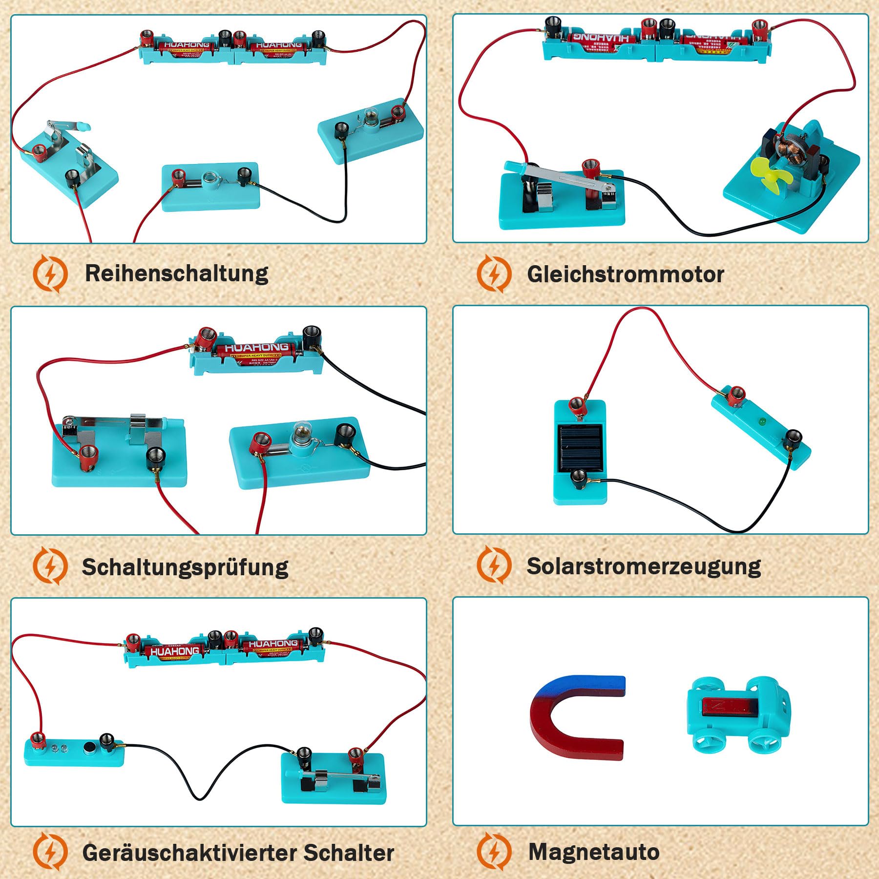 Kit Circuito de Física, Kit ​de Inicio Experimentos ​de Electricidad y Magnetismo para Niños, Electromagnetismo Kit - Desarrollar la Capacidad Intelectual | Circuitos Electrónicos Set, Física Electricidad y Magnetismo Experimentos Kit con 56 Accesorios, D