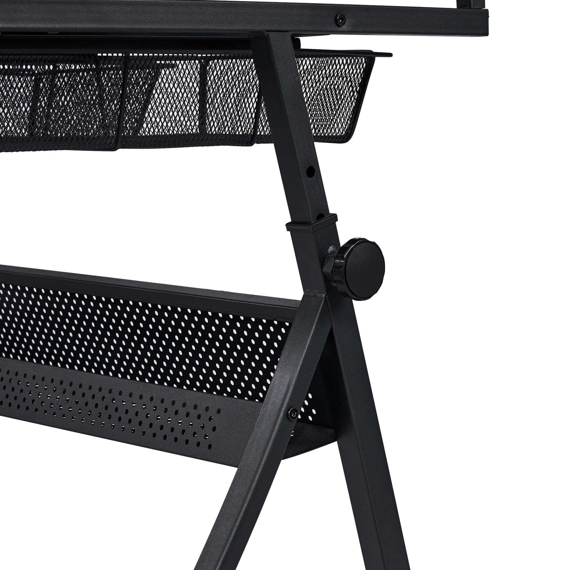 Abician Table à Dessin Inclinable en Verre avec Tabouret Bureau à Dessin Réglable en Hauteur et 2 Tiroirs de Rangement pour Adulte, Noir