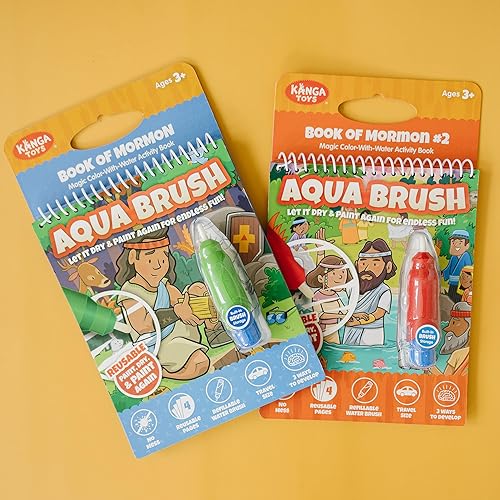 Miniatura 8 de Kanga Toys - Juego de 2 libros de actividades con pincel de agua para actividades de viaje reutilizables con agua
