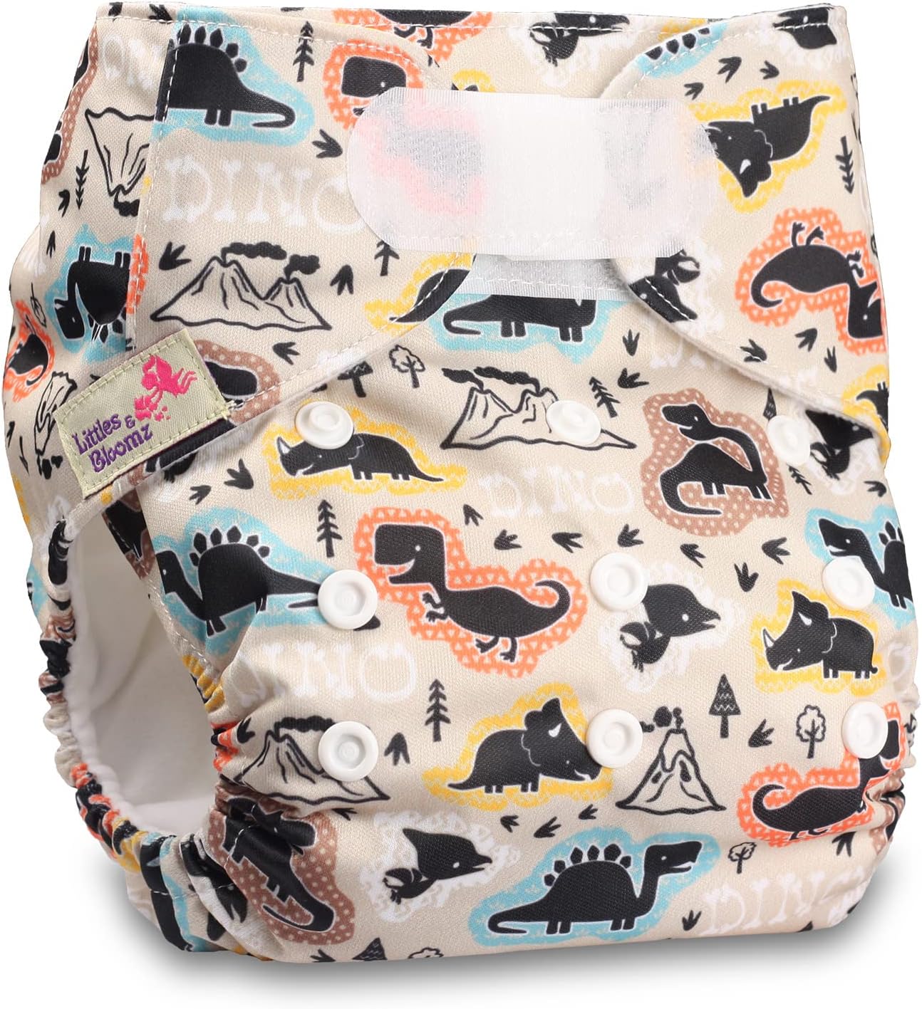 Littles & Bloomz, Reusable Pocket Cloth Nappy, Fastener: Hook-Loop, Set of 1, Pattern 1, Without Insert