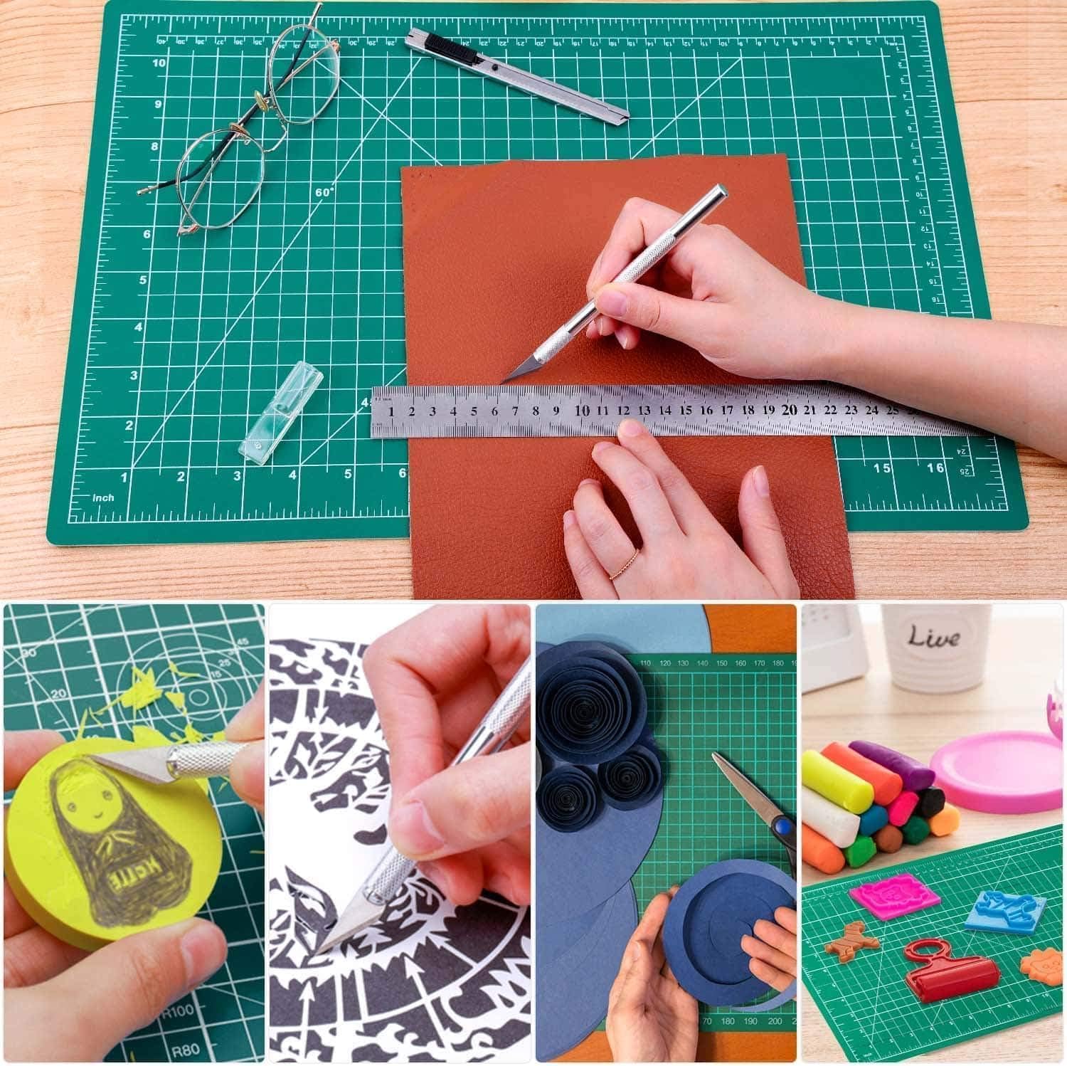 Pixora A3 Self Healing Cutting Mat 18 x 12 Inch | 5 Layer Rotary Cutting Craft Board for Sewing Quilting Scrapbooking Leather Craft Fabric Cutting Hobby Projects (A3) 2
