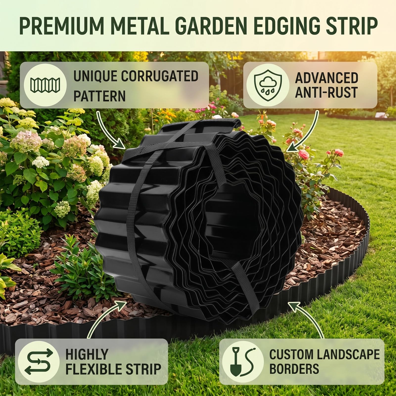 Hyuduo Bordure de Jardin en Métal Durable Noir, Liseré pour Parterre de