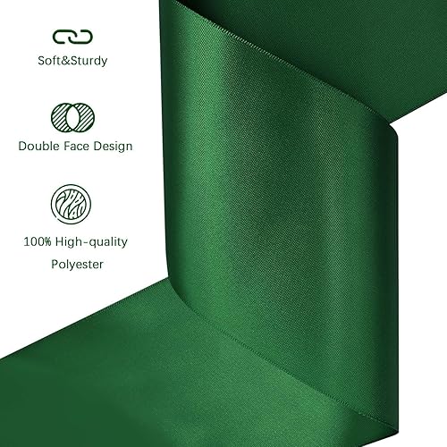Miniatura 18 de Cinta de satén verde esmeralda de doble cara de 1-1/2 pulgadas x 50 yardas, cinta de poliéster verde esmeralda para envolver regalos, muy adecuada