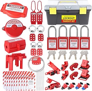 Multi-Functional Lockout Tagout Kit 70+ Pcs Loto Kit with Safety Padlock & Lockout Hasp & Ball Valve & Electrical Plug & Gate Valve Devices & Circuit Breaker & Loto Tags, Electrical Loto
