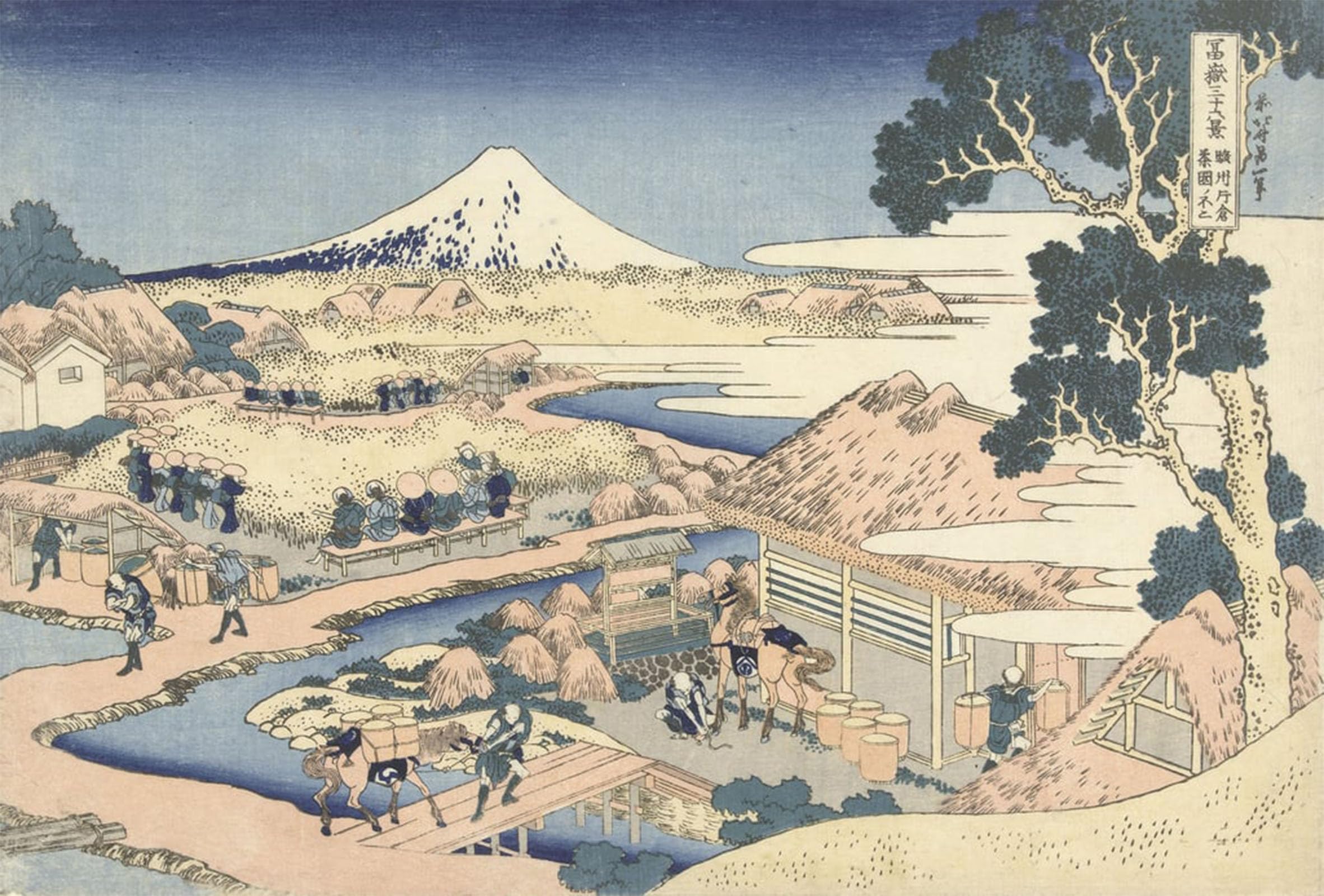 Artxlxxbn No Frame Famous Prints Artwork Pictures Poster Painting Art The Tea Plantation Of Katakura In The Suruga Province By Katsushika Hokusai Artwork Landscape Pictures For Home Decor 60X90cm