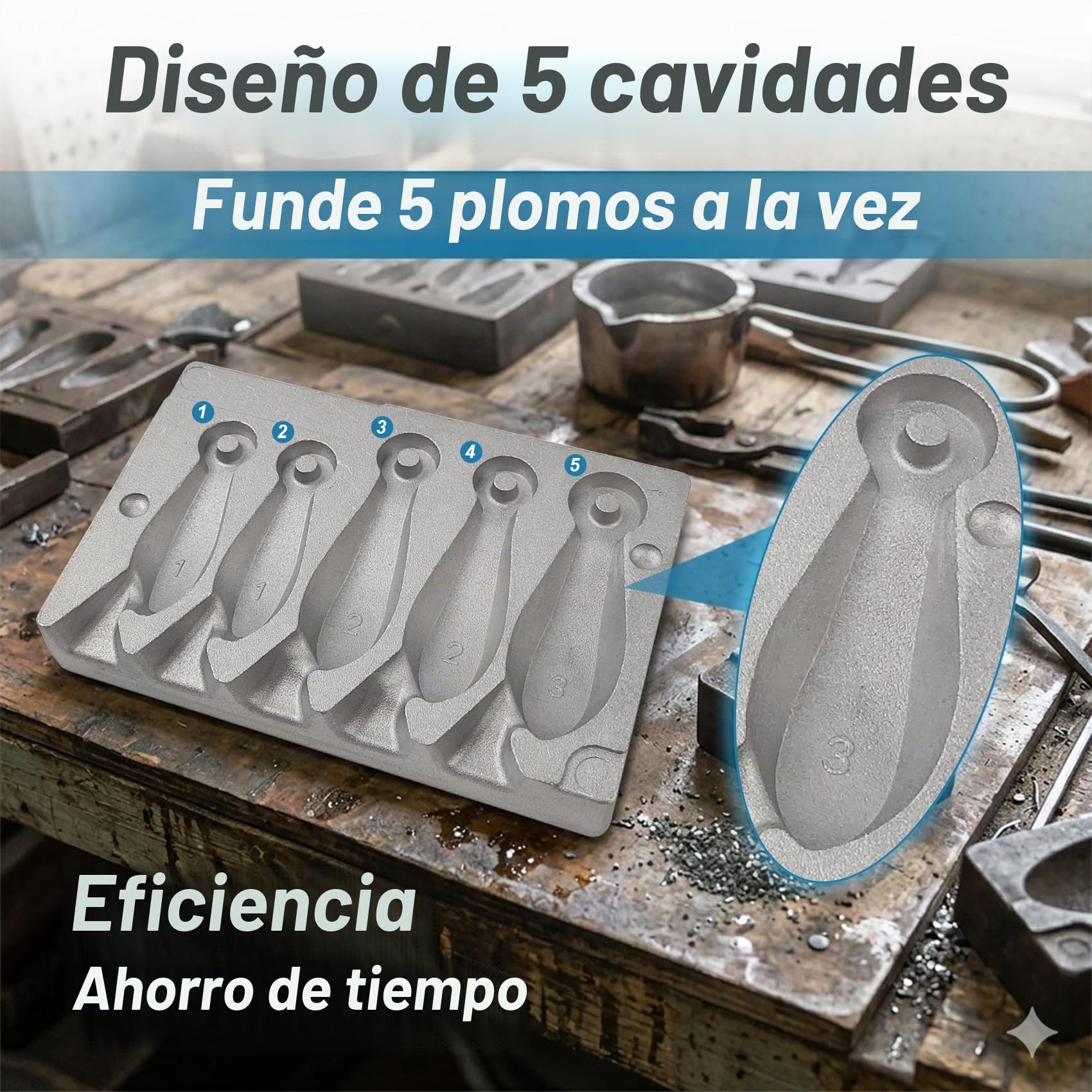 Eupheng Molde de plomada de banco con 5 cavidades, 28.3 g, 56.7 g, 85.0 g, molde de peso de pesca para plomos de bricolaje