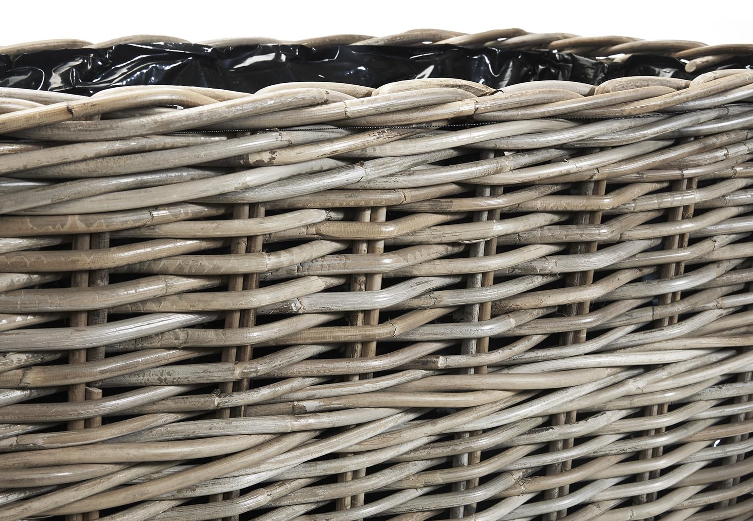 Kobolo Blumenbank Lauro eckiger Pflanzkorb aus Rattan 62x29x29 cm Grau