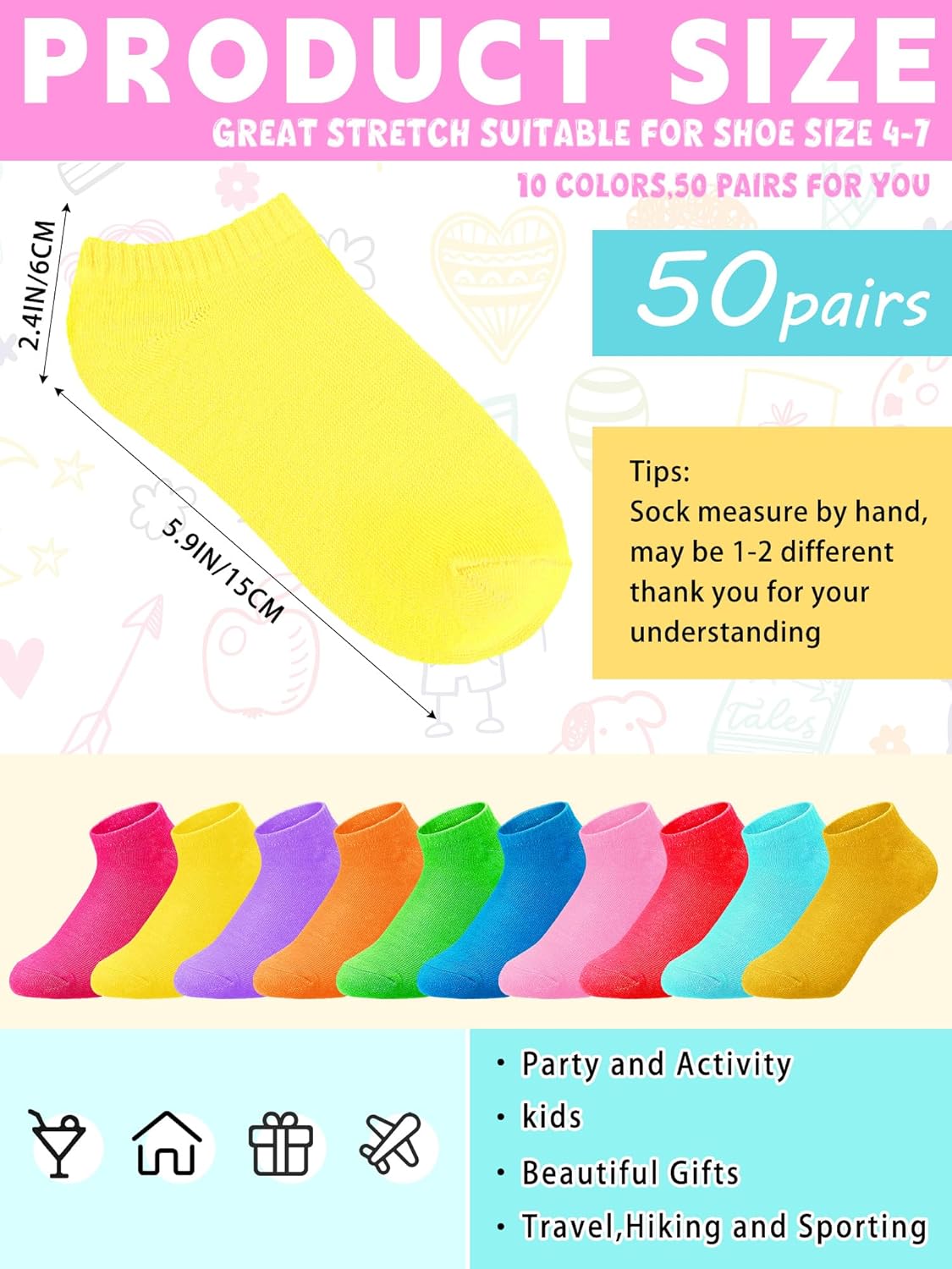Giegxin 50 Pairs Small Socks Bulk Operation Christmas Little Socks Low Cut Ankle Mini Anklet Hose Soft Cotton Small Hose - Image 3