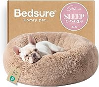 Vista 1 de Bedsure - Cama relajante para perro mediano, lavable, tipo dona, cama para gato, antideslizante, redonda, afelpada, mullida, de piel sintética
