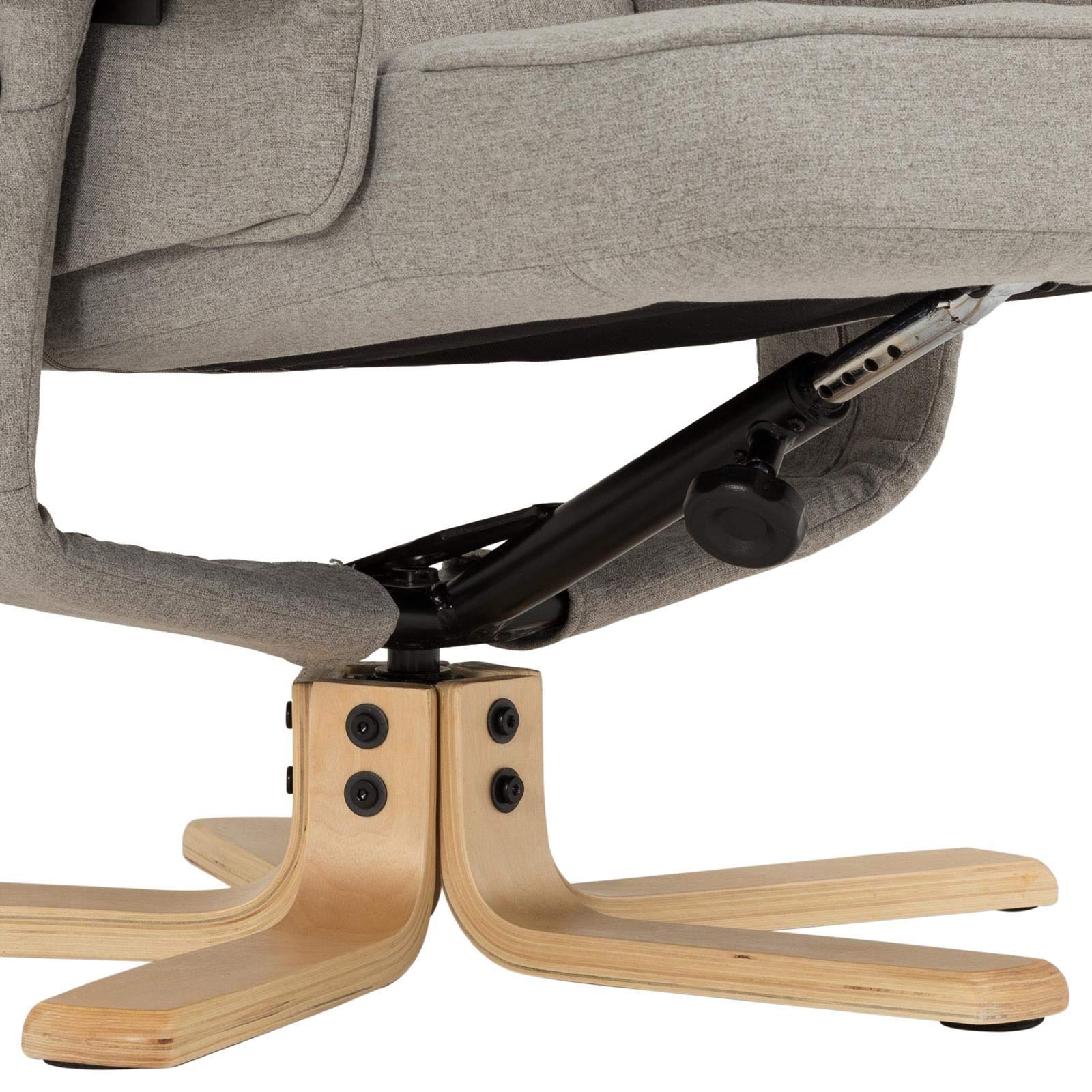 IDIMEX Fauteuil de Relaxation Charly avec Repose-Pieds Pouf, siège pivotant et Dossier inclinable, Assise rembourrée Confortable et Relax, revêtement en Tissu Gris