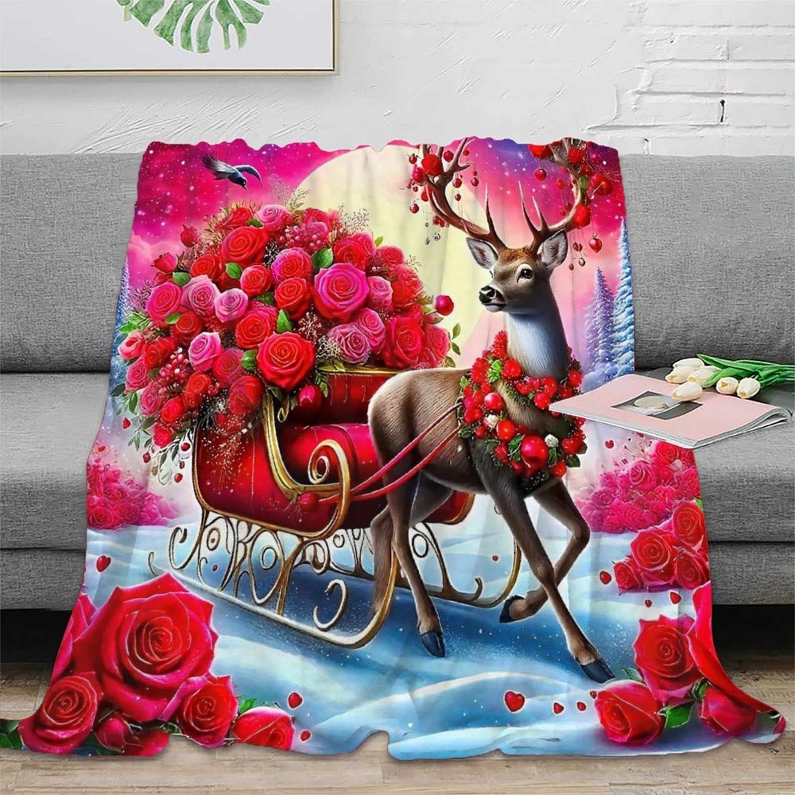Couverture de lit cerf 3D haut de gamme en microfibre épaisse au fini ultra doux