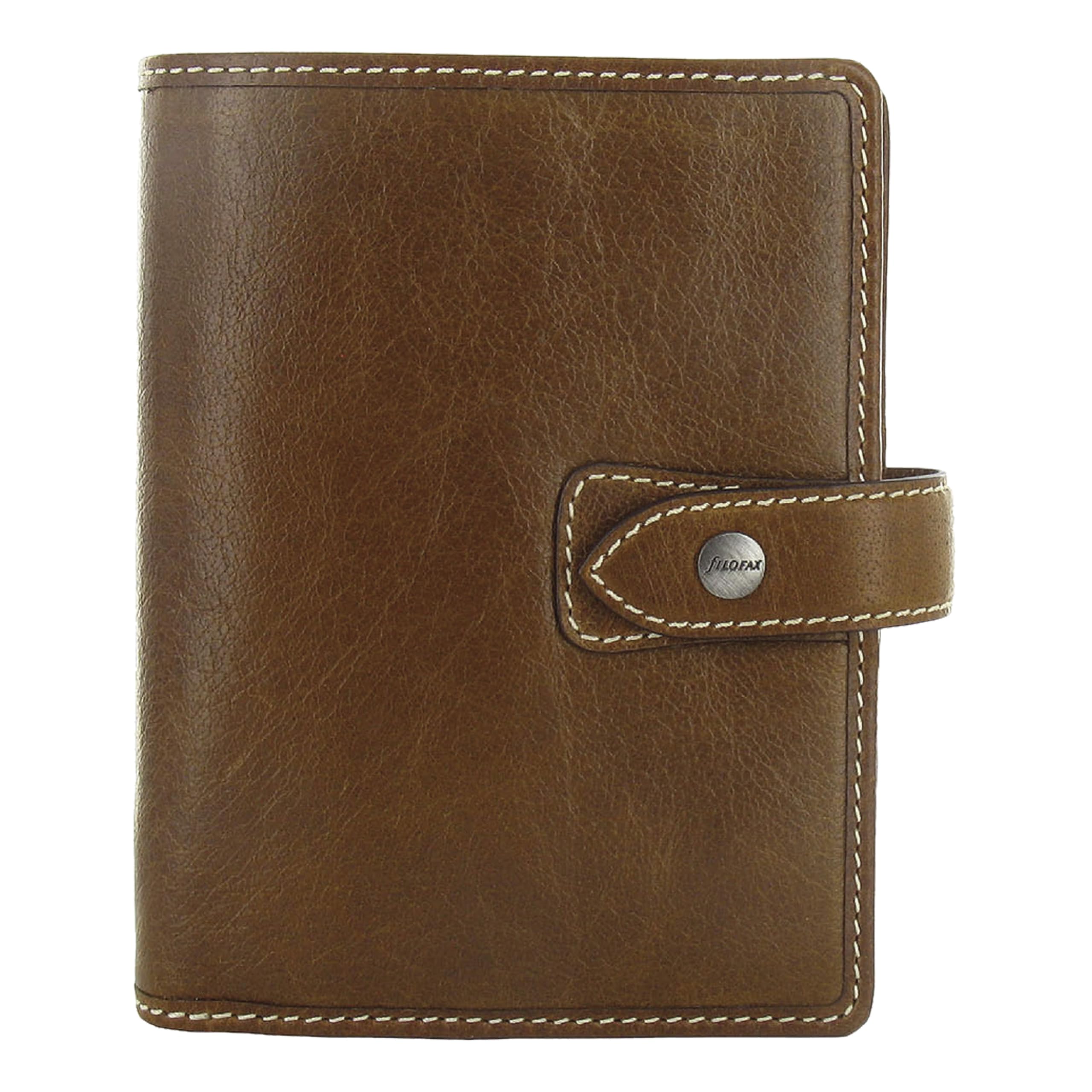 Filofax Malden Organizer, Pocket Size, Ochre - Tactile, Full-Grain Buffalo Leather, Six Rings, Cotton Cream Week-to-View Insert, Multilingual (C025842)